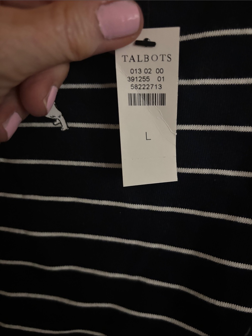 Talbots Navy and White Striped Long-Sleeve Top with Puppy Embroidery - Picture 6 of 7